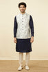 Manyavar Blue and White Printed Jacket
