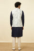 Manyavar Blue and White Printed Jacket