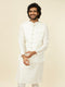 Manyavar Warm White Grid Patterned Nehru Jacket
