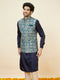 Manyavar Ferozi Blue Botanical Patterned Jacket