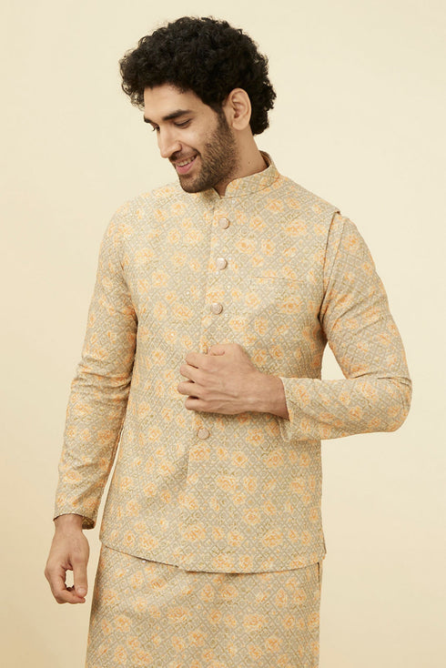 Manyavar Light Pista Chikankari Jacket