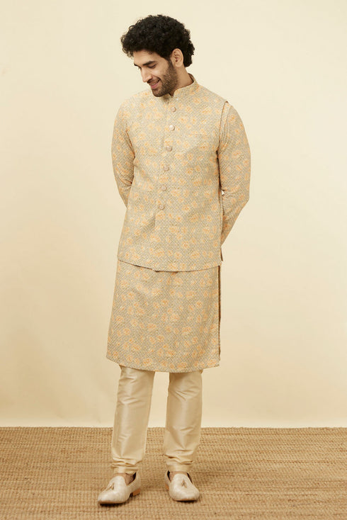 Manyavar Light Pista Chikankari Jacket