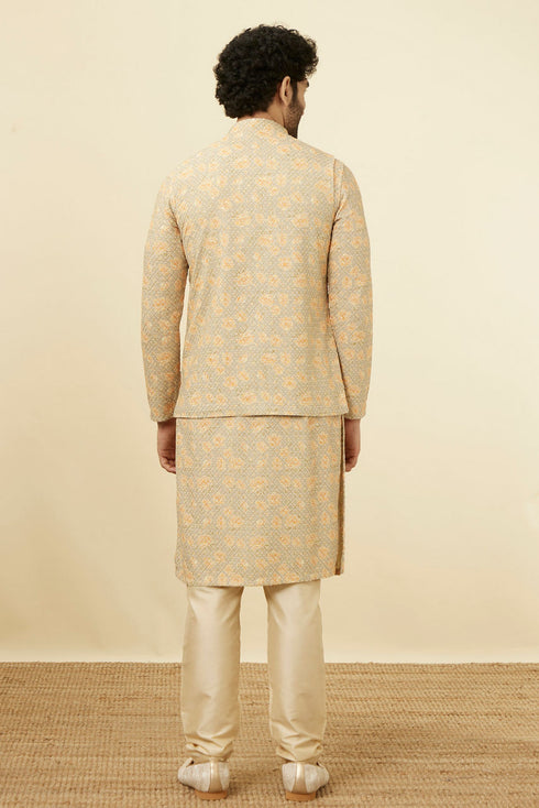 Manyavar Light Pista Chikankari Jacket