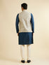 Manyavar Dark Grey Medallion Patterned Nehru Jacket