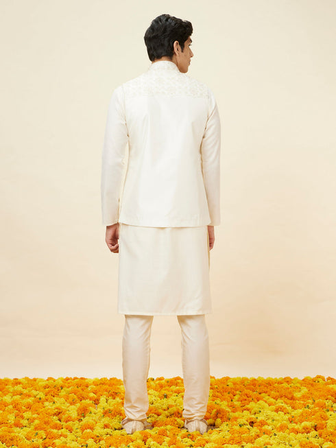 Manyavar Warm White Jaal Patterned Jacket