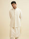 Manyavar Warm White Sequinned Jaal Patterned Jacket