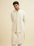 Manyavar Warm White Sequinned Jaal Patterned Jacket