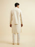 Manyavar Warm White Sequinned Jaal Patterned Jacket