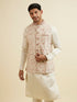 Manyavar Cream Bel Buti Patterned Jacket