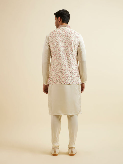 Manyavar Cream Bel Buti Patterned Jacket