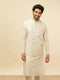 Manyavar Pearl White Bel Buti Patterned Jacket