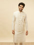 Manyavar Pearl White Bel Buti Patterned Jacket