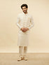 Manyavar Pearl White Bel Buti Patterned Jacket