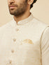 Manyavar Pearl White Bel Buti Patterned Jacket