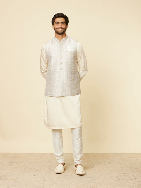 Manyavar Lilac Purple Bel Buti Patterned Jacket