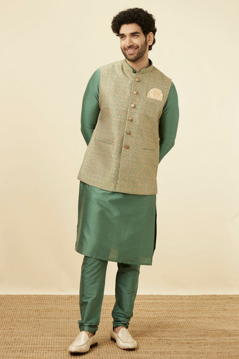 Manyavar Sage Green Brocade Jacket
