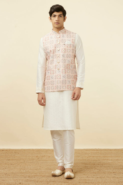 Manyavar Soft Pink Moroccan Printed Jacket