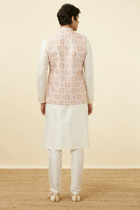Manyavar Soft Pink Moroccan Printed Jacket
