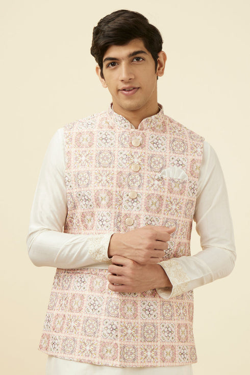 Manyavar Soft Pink Moroccan Printed Jacket
