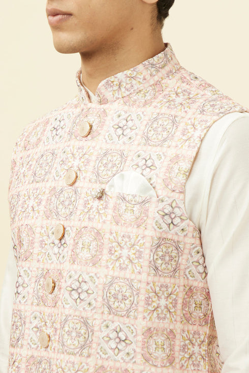 Manyavar Soft Pink Moroccan Printed Jacket