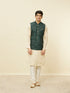 Manyavar Pine Green Warli Tribal Art Printed Jacket