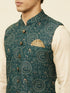 Manyavar Pine Green Warli Tribal Art Printed Jacket
