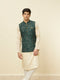 Manyavar Pine Green Warli Tribal Art Printed Jacket