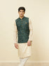 Manyavar Pine Green Warli Tribal Art Printed Jacket