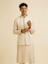 Manyavar Beige Buta Jaal Embroidered Nehru Jacket