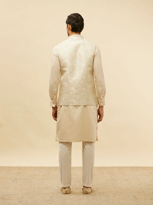Manyavar Greige Floral Patterned Jacket
