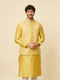 Manyavar Mustard Yellow Medallion Patterned Jacket