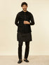 Manyavar Kohl Black Scallop Shell Patterned Nehru Jacket