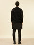 Manyavar Kohl Black Scallop Shell Patterned Nehru Jacket