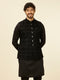 Manyavar Kohl Black Scallop Shell Patterned Nehru Jacket