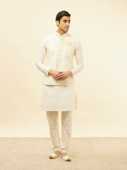Manyavar Light Beige Sequined Jacket