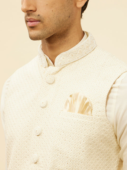 Manyavar Light Beige Sequined Jacket