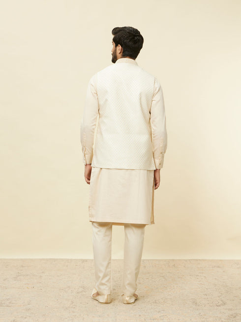 Manyavar Sand Beige Argyle Patterned Jacket
