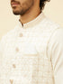 Manyavar Warm White Lattice Patterned Sequinned Jacket