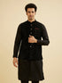 Manyavar Midnight Black Diamond Patterned Jacket