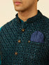 Manyavar Teal Blue Sequined Embroidered Jacket