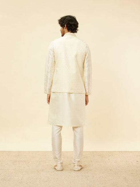 Manyavar Soft Cream Floral Jaal Patterned Jacket