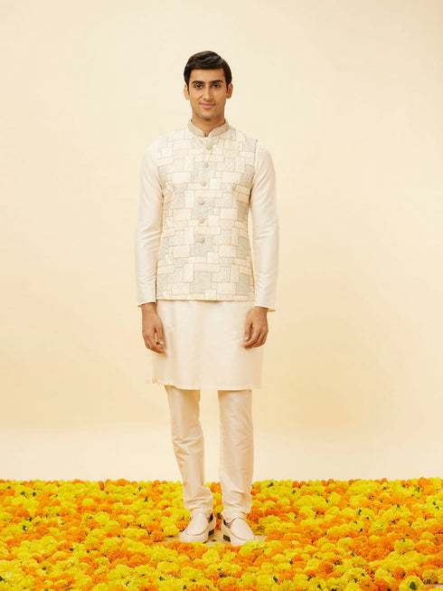 Manyavar Petal Pink Abstract Geometric Patterned Sequined Jacket