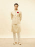 Manyavar Golden Cream Embellished Collar Jacket