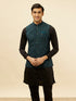 Manyavar Imperial Blue Grid Patterned Jacket