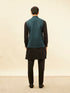 Manyavar Imperial Blue Grid Patterned Jacket