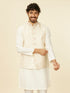 Manyavar Warm Cream Bel Buti Patterned Nehru Jacket