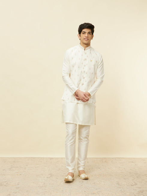 Manyavar Cream White Buta Patterned Jacket