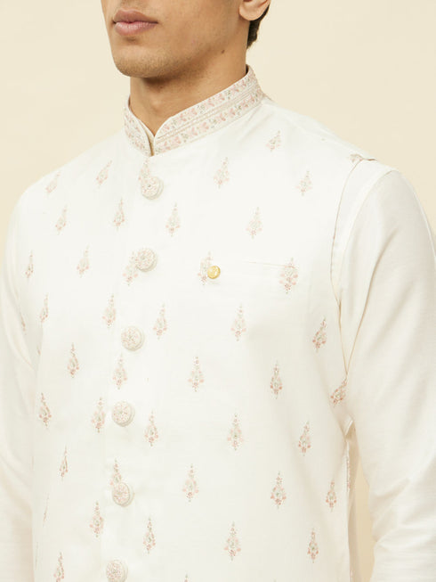 Manyavar Cream White Buta Patterned Jacket