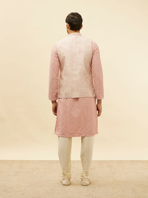 Manyavar Dusty Pink Floral Patterned Jacket