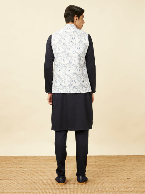 Manyavar Winter White Marble Printed Jacket